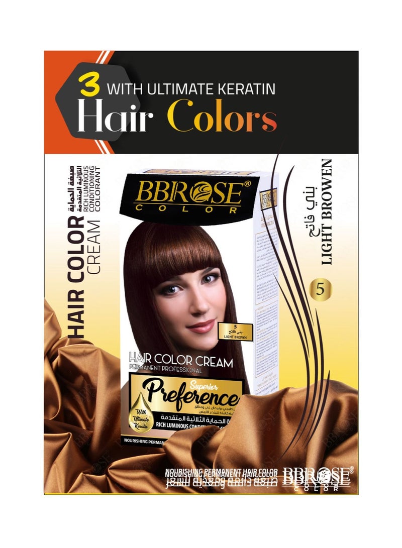 BBROSE COSMETICS BB Rose E Light Brown 5 Hair Colour Cream Permanent Professional