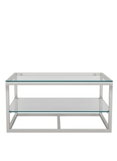 Stainless Steel Coffee Table with Storage Shelf & Glass Top  45x90x60cm - pzsku/Z3D704343093037CDBBC7Z/45/_/1718189208/69b620f8-c8cd-4967-8ce1-47abe605d78c