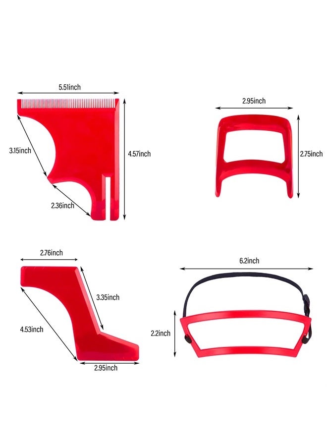 OHOH Beard Shaping and Haircut Tool Kit, Includes Beard Guide Shaping Template Tools, Hairline Template Stencil, Mustache Edge Shaving Template, Hairline Shaping Tool Beard Stencil (Red) - Image 2
