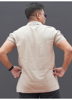 Maniac Mens 3/4th Sleeve Brown Retro Flat Knit Cotton Shirt  - Image 2