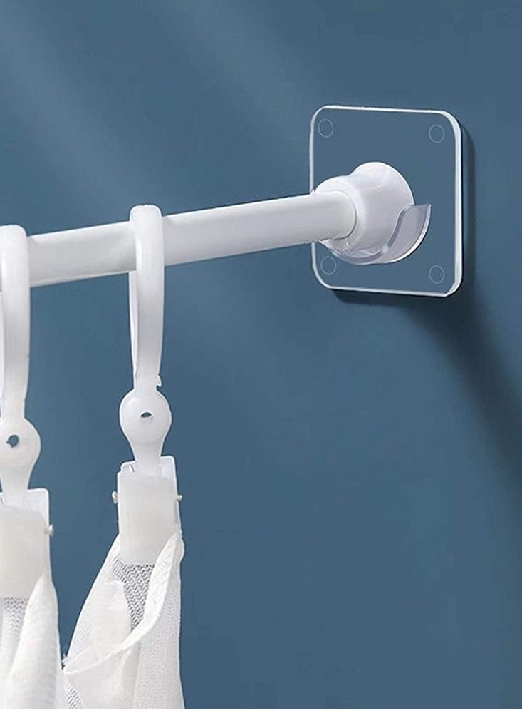 SYOSI 4 Pack Shower Curtain Rod Mount Holder for Wall Adhesive Shower Rod Tension Retainer No Drilling Stick On (Shower Curtain Rod Not Included) - Image 1