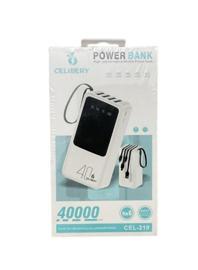 Celibery - 40,000 mAh portable battery with digital display and 4 connecting wires