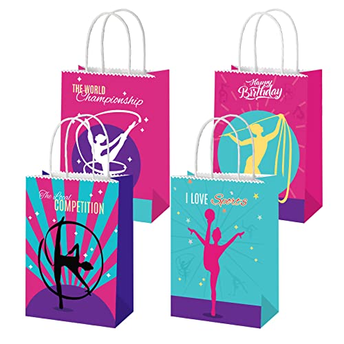BQK 16 PCS Gymnastics Party Bags With Handles Gymnastics Birthday Party Supplies Gymnastics Party Favors Gymnastics Gifts For Girls Boys Teens Gymnasts Coach Gymnastics Party Decorations - Image 1