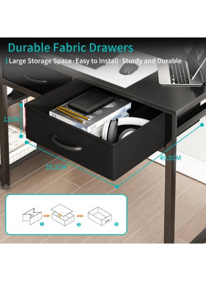 Canadel Office Desk with Monitor Stand & 2 Durable Fabric Drawers, Sturdy Double Frame Computer Table, Waterproof Surface, Heavy-Duty Metal Design, Adjustable Leg Pads - Image 4