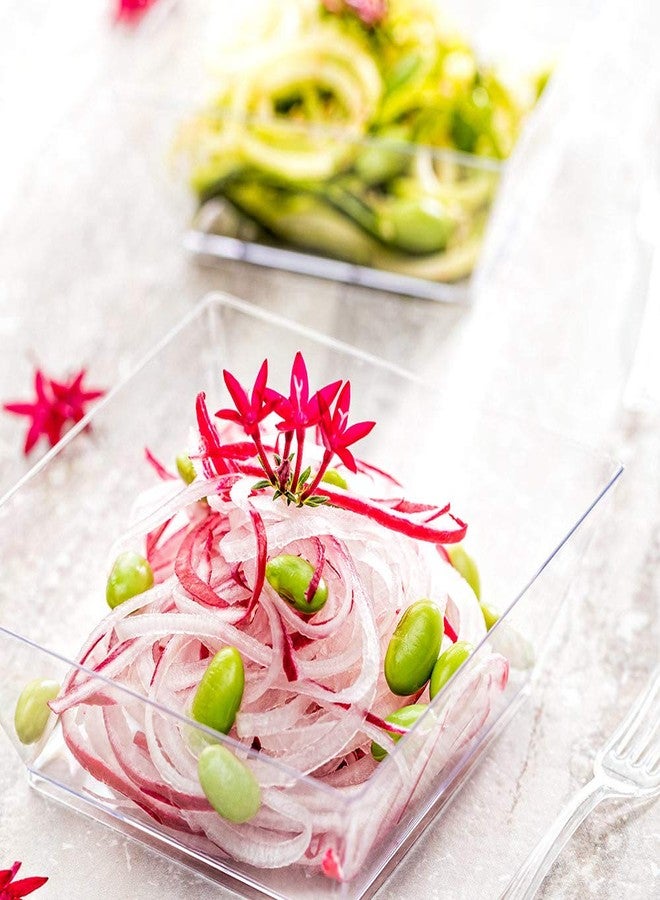 Restaurantware 10 Ounce Square Bowls 25 Disposable Serving Bowls Heavy-Duty - Premium Clear Plastic Salad Bowls For Parties Catering Or Buffets Serve Desserts Chips Popcorn Or Candies - Image 3