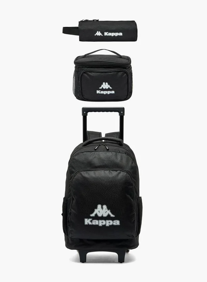 كابا Logo Print 3-Piece School Trolley Bag Set For Kids 13 Years+ With Lunch Bag And Pencil Pouch