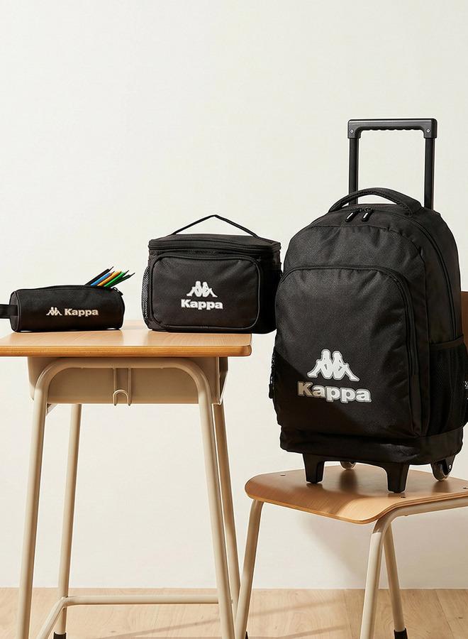 Kappa Logo Print 3-Piece School Trolley Bag Set For Kids 13 Years+ With Lunch Bag And Pencil Pouch - Image 1