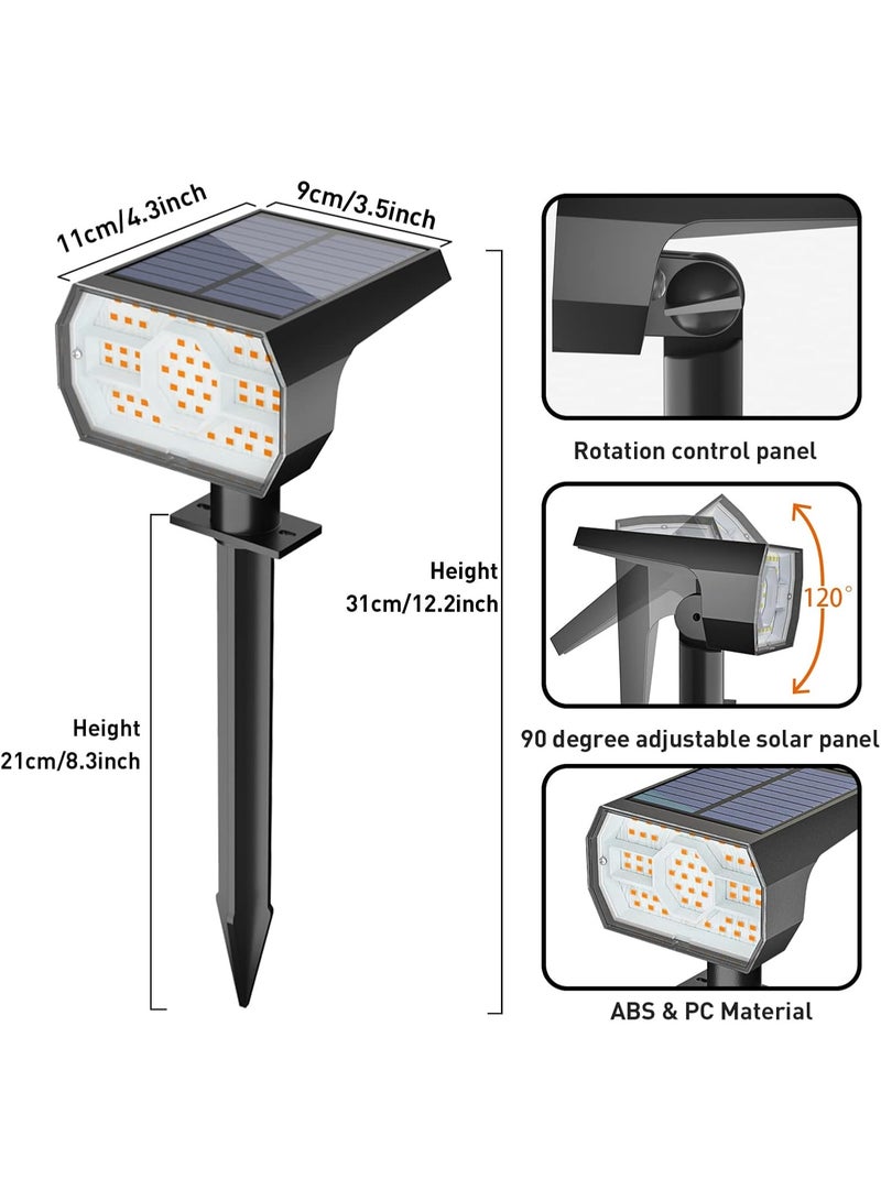 NYMPHY IP68 Waterproof Outdoor Solar Spotlights - 56 LED, 3 Modes, Pack of 4 (Warm White) - Image 3