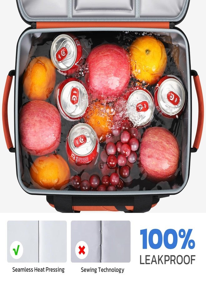 Maelstrom Cooler Bag, 30 Cans Beach Cooler, Large Leakproof Insulated Soft Cooler with Bottle Opener, Ice Chest, Portable Collapsible Cooler for Travel, Camping, Shopping, Orange - Image 4