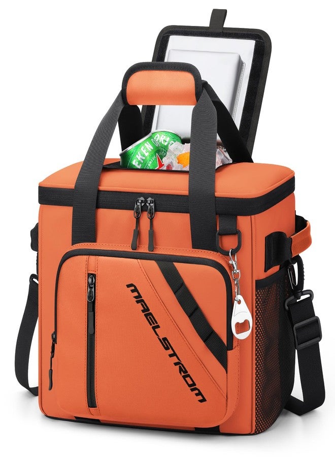 Maelstrom Cooler Bag, 30 Cans Beach Cooler, Large Leakproof Insulated Soft Cooler with Bottle Opener, Ice Chest, Portable Collapsible Cooler for Travel, Camping, Shopping, Orange - Image 1