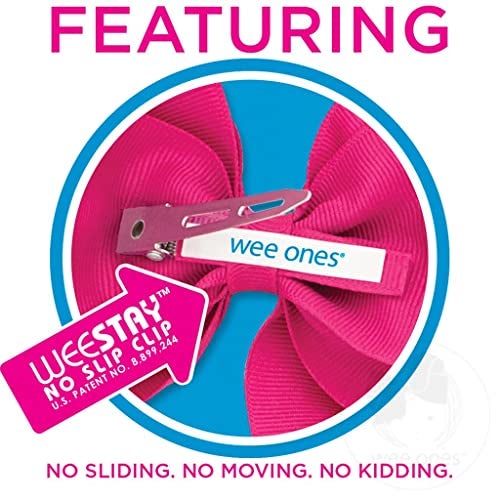 Wee Ones Girls' Medium Bow 6 pc Set Solid Grosgrain Variety Pack on a WeeStay Clip - White, Light Pink, Pearl, Hot Pink, Shocking Pink,One Size - Image 4