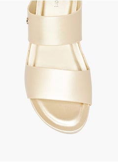 Le Confort Womens Solid Strap Wedge Slide Sandals With Slip On Closure  - Image 4