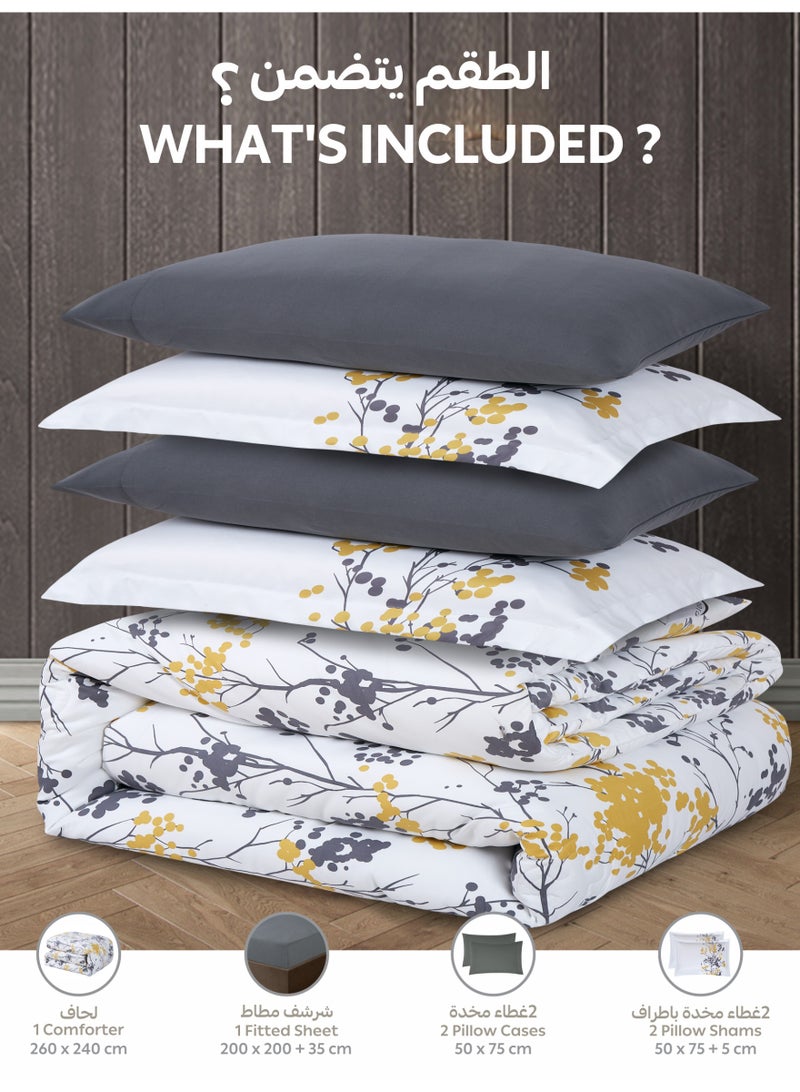 Doona Printed 6-Pcs King Comforter Bedding Set Fits 200x200cm -Includes Comforter, Fitted Sheet, Pillow Shams & Pillowcases – Soft Microfiber Fabric with Soft 350 GSm Filling - Image 4