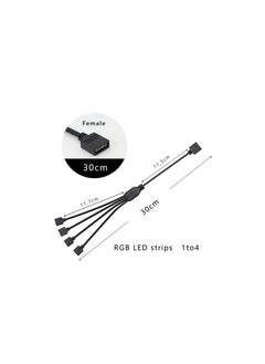 KASTWAVE RGB 1 to 4 Splitter Cable, 12V 4 PIN RGB Splitter Cable LED Strip Connector, 5050 LED Tape Light Connector, Extension Cable for Computer Fan Motherboard, 2 Pack  - Image 5