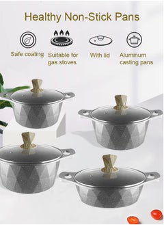 X spring 10-Piece Kitchen Cookware set, Casserole Set And Frying Pan With Non Stick Cookware sets ,Finish Glass lid PFOA-Free  20-24-28-32 cm (Deep Stockpot) + 28 cm (deep Frying Pan)（Grey）  - Image 5