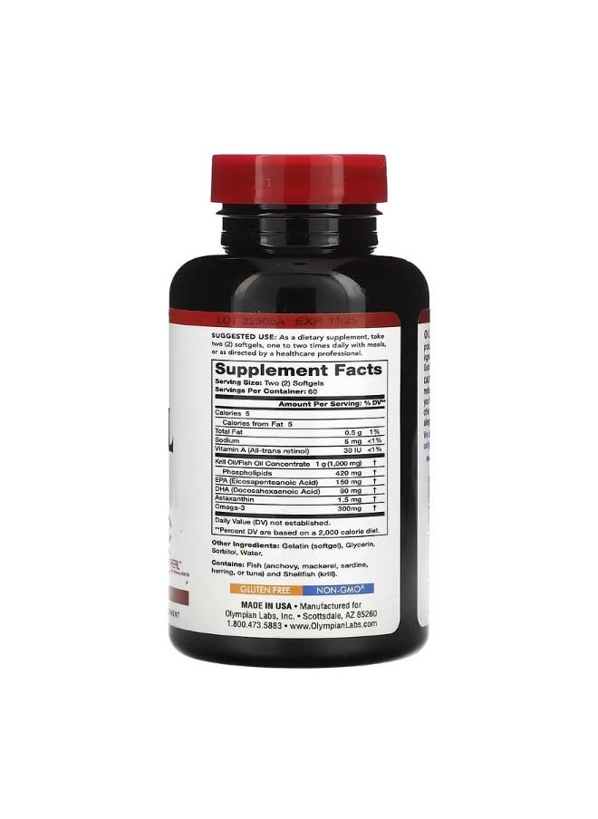 Olympian Labs Krill Oil 1000 mg 120 Softgels 500 mg per Softgel  - Image 2
