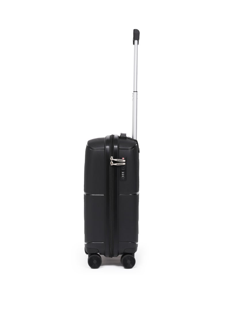3-Piece Hard-Sided Polypropylene Luggage Set - Lightweight 360° Spinner Wheeled Suitcases | Durable Trolley Bags for Safe Travel (Small, Medium, Large) - Dark Grey - Image 3