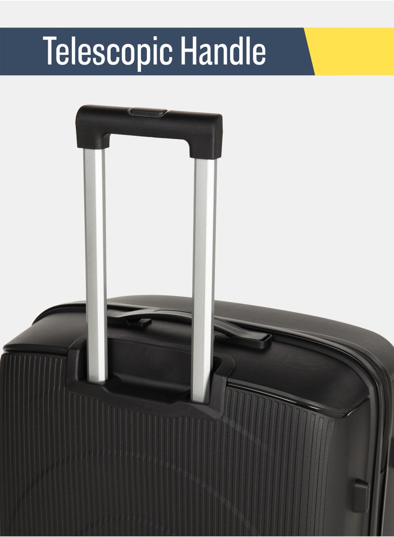 3-Piece Hard-Sided Polypropylene Luggage Set - Lightweight 360° Spinner Wheeled Suitcases | Durable Trolley Bags for Safe Travel (Small, Medium, Large) - Dark Grey - Image 5
