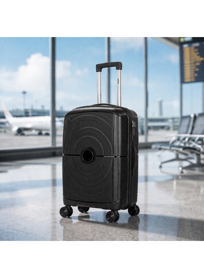 3-Piece Hard-Sided Polypropylene Luggage Set - Lightweight 360° Spinner Wheeled Suitcases | Durable Trolley Bags for Safe Travel (Small, Medium, Large) - Dark Grey - Image 2