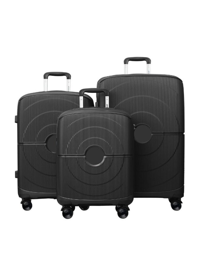 3-Piece Hard-Sided Polypropylene Luggage Set - Lightweight 360° Spinner Wheeled Suitcases | Durable Trolley Bags for Safe Travel (Small, Medium, Large) - Dark Grey - Image 1