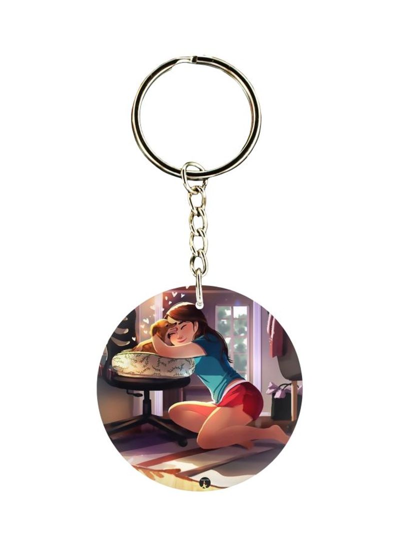 RKN Cartoon Girl Printed Keychain