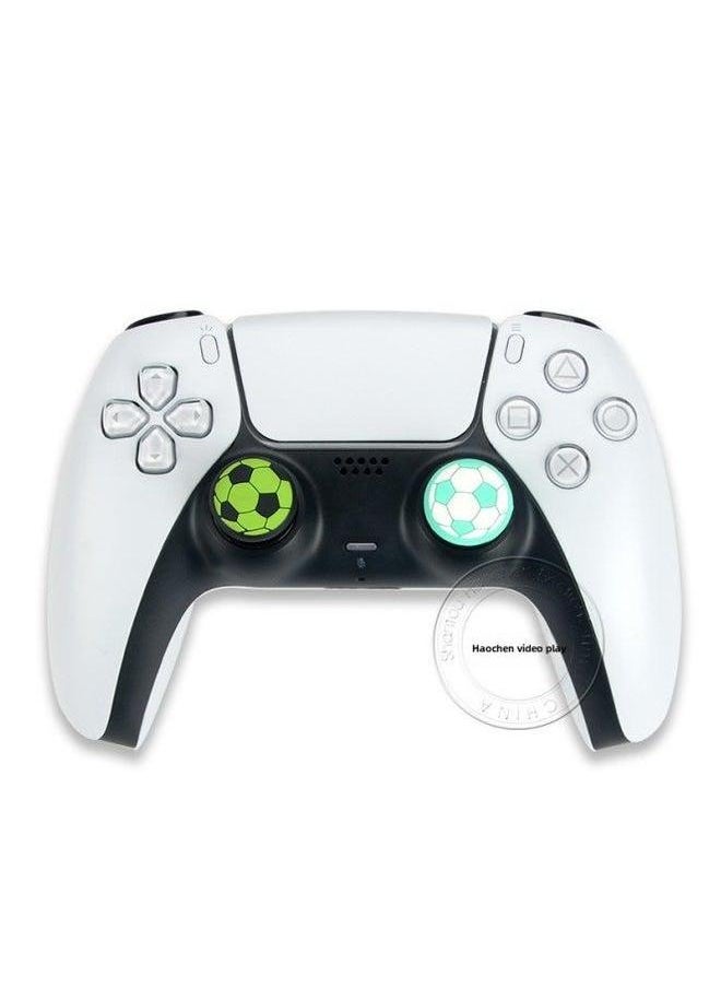 Generic - PS5PS4 Football Theme Rocker Cap Silicone XBOX ONE 360 Mushroom Head Button Soft Rubber Cap-Product Color:Black Background Blue - Image 1