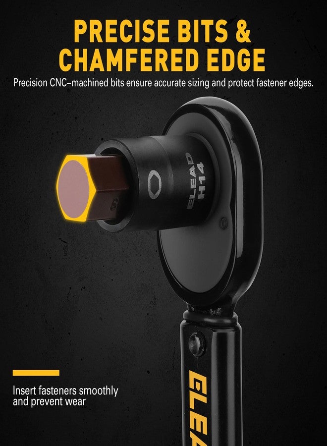 ELEAD مجموعة مفاتيح سداسية مترية مكونة من 16 قطعة - مجموعة مفاتيح ألين من الفولاذ S2 الممتاز، من 2 مم إلى 14 مم، مع محولات للمفاتيح، بمقاسات 1/4 بوصة، 3/8 بوصة، و1/2 بوصة | أدوات ورشة ميكانيكي محترف - Image 4