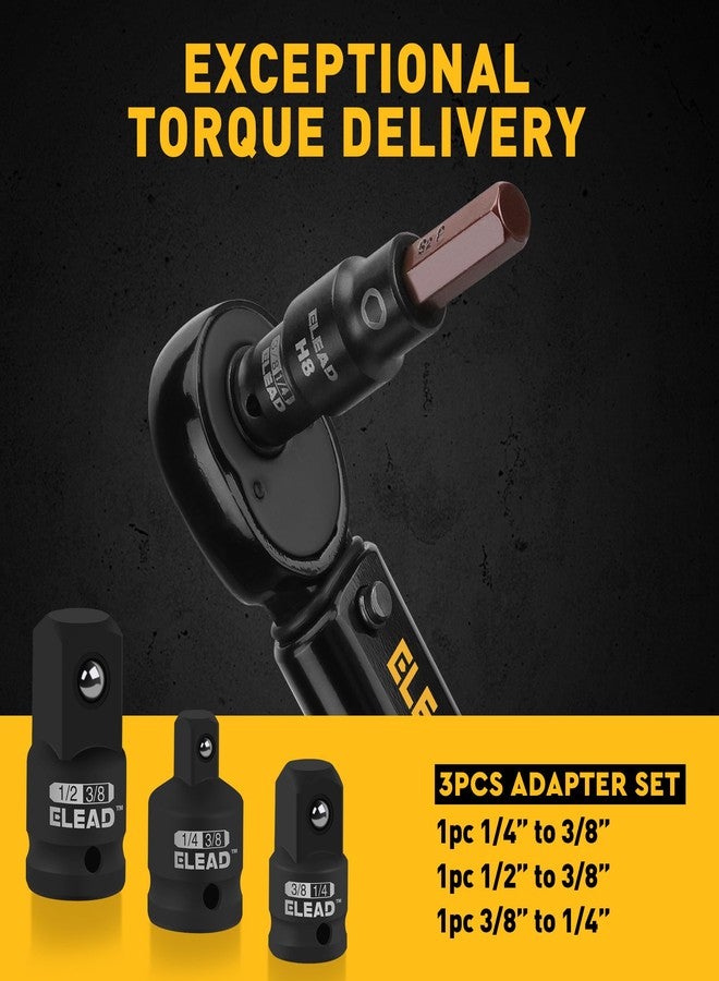 ELEAD مجموعة مفاتيح سداسية مترية مكونة من 16 قطعة - مجموعة مفاتيح ألين من الفولاذ S2 الممتاز، من 2 مم إلى 14 مم، مع محولات للمفاتيح، بمقاسات 1/4 بوصة، 3/8 بوصة، و1/2 بوصة | أدوات ورشة ميكانيكي محترف - Image 3