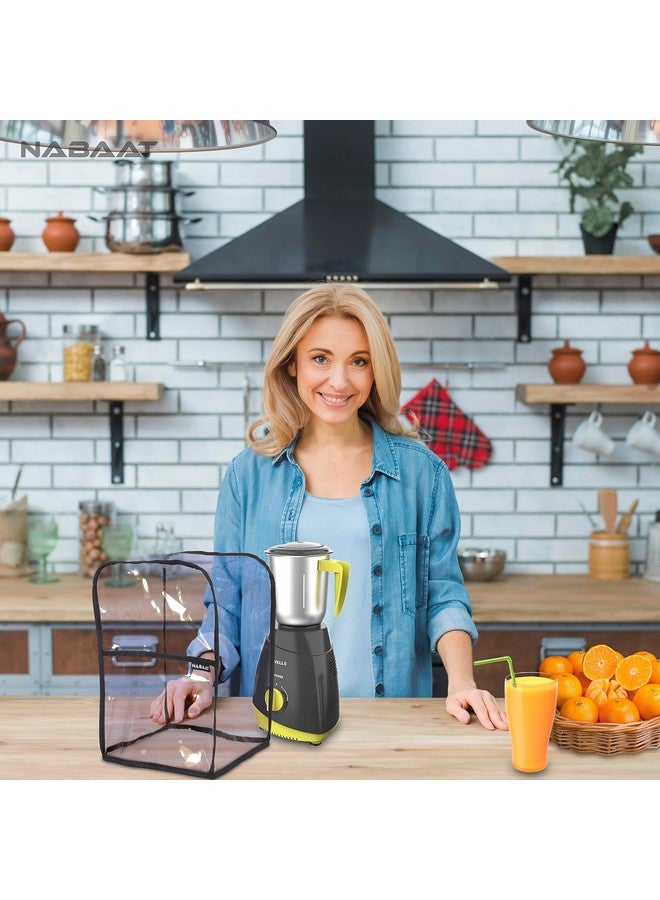 NABAAT Plastic Transparent Waterproof Mixer Grinder Dust Cover For All Types Of Mixie Kitchen Table Top, With Front Pocket To Store Small Kitchen Accessories, Transparent (8"X 8"X 12.5") - Image 4