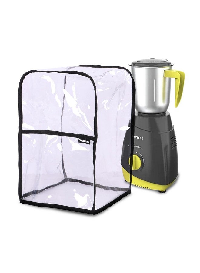 NABAAT Plastic Transparent Waterproof Mixer Grinder Dust Cover For All Types Of Mixie Kitchen Table Top, With Front Pocket To Store Small Kitchen Accessories, Transparent (8"X 8"X 12.5") - Image 1