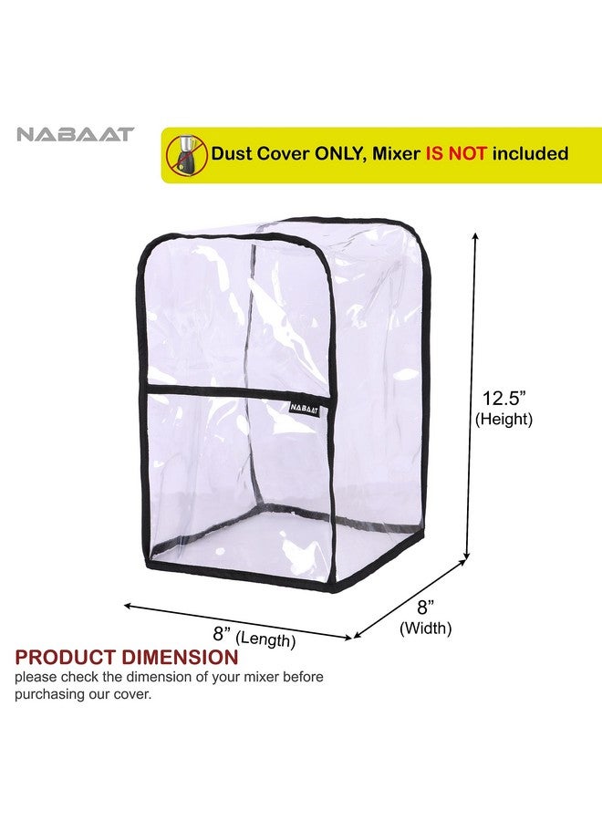 NABAAT Plastic Transparent Waterproof Mixer Grinder Dust Cover For All Types Of Mixie Kitchen Table Top, With Front Pocket To Store Small Kitchen Accessories, Transparent (8"X 8"X 12.5") - Image 2