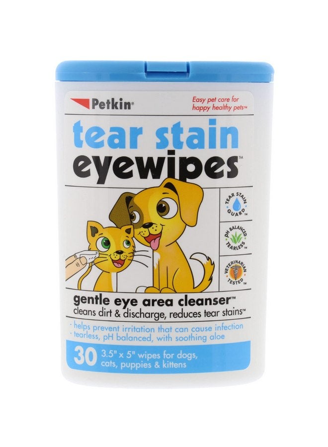 بيتكين مناديل تنظيف العيون من Petkin Pet، 30 منديلًا مبللا - مناديل تنظيف العيون اللطيفة تزيل الأوساخ والإفرازات وبقع الدموع - مناديل مريحة للغاية للحيوانات الأليفة للكلاب والقطط والجراء والقطط الصغيرة - مثالية للمنزل أو السفر - Image 1