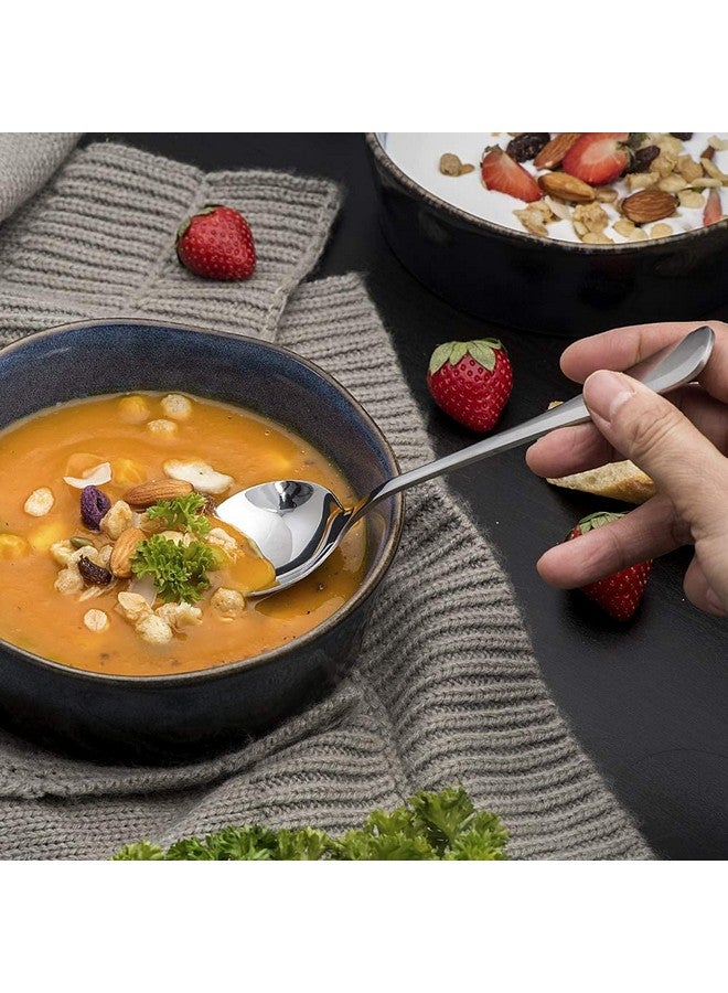 HAPPY KIT ملاعق حساء، مجموعة 8 قطع من ملاعق الفولاذ المقاوم للصدأ الثقيلة الوزن - Image 4