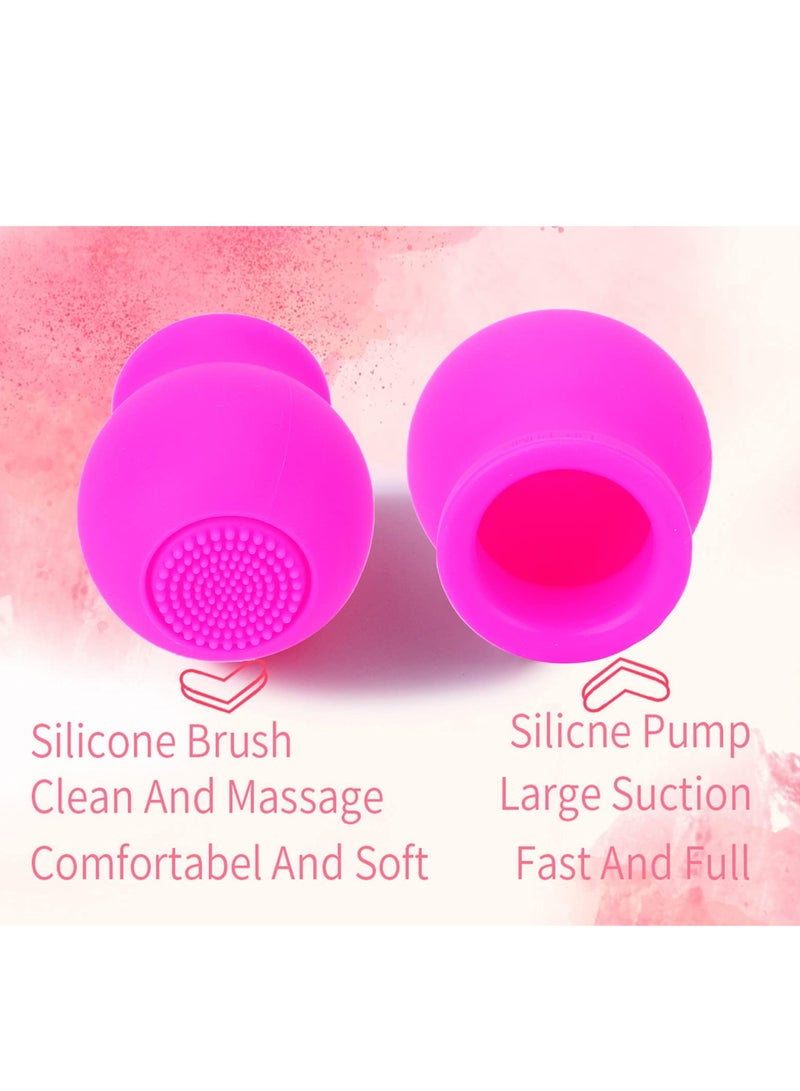 Excefore Soft Silicone Lip Plumper Device, Lip Makeup Lip Enhancement Device, Quickly Face Clean Massage Silicone Lip Pump With Brush (Pink) - Image 5