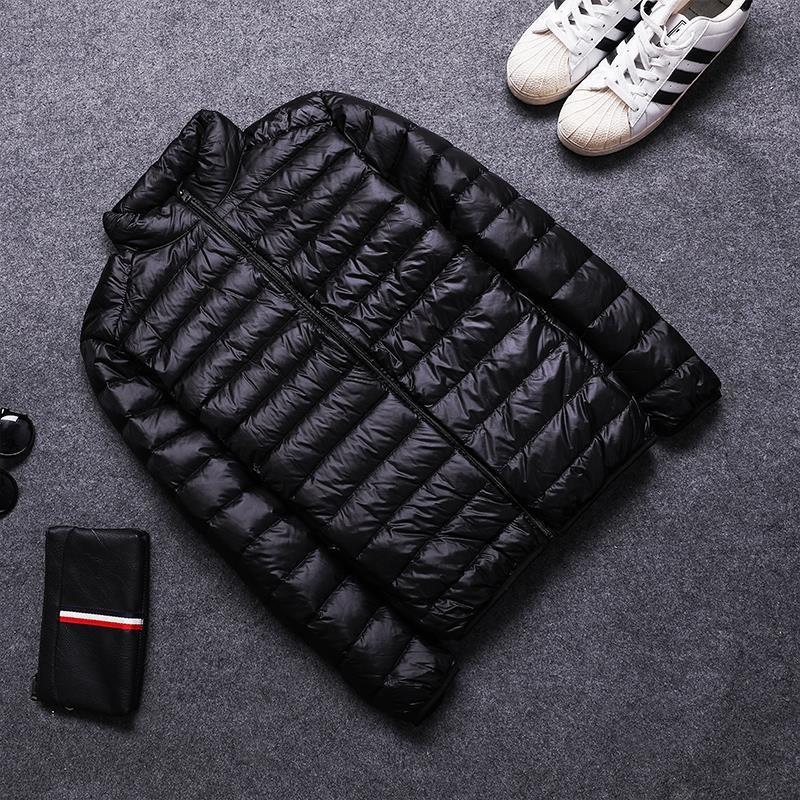 Vertical collar hooded cotton cotton-padded jacket mens autumn and winter light young and middle-aged special clearance brand short plus size Black stand collar F88