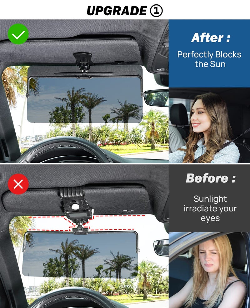 JOYTUTUS Sun Visor Extender for Car, Universal Anti-Glare Polarized Sun Visor Easy to Install, UV400 Visor Extension Protect from Glare/UV Ray/Stray Light, Safe Driving for Car - Image 2