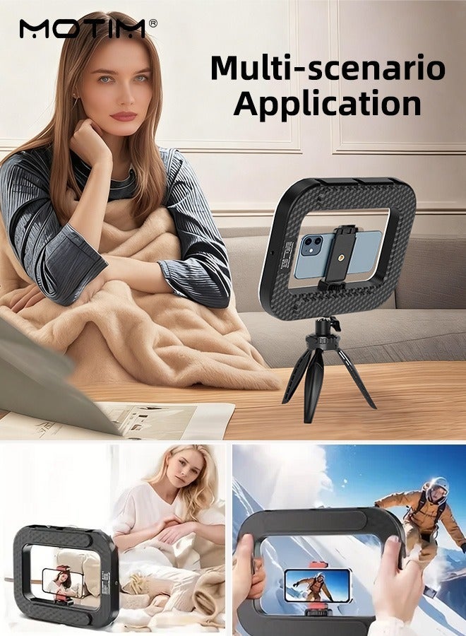 موتيم حامل ثلاثي القوائم لإضاءة الفيديو للهواتف الذكية والكاميرات وإضاءة التصوير المحمولة باليد، ألوان كاملة 360 قابلة للتعديل ثنائية اللون من 2500K إلى 8500K، CRI أكثر من 95 إضاءة استوديو، حامل ثلاثي بارد مع مسامير 1/4 بوصة، للبث المباشر على TikTok، مدونات الفيديو على YouTube، تصوير المكياج - Image 5