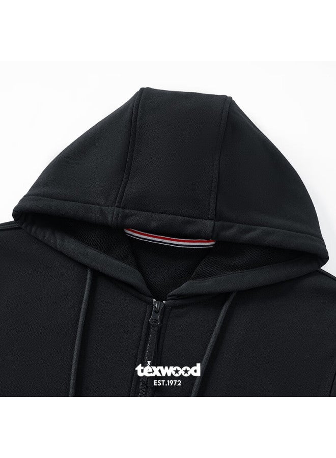 Texwood Apple Men's Hoodie Autumn New Long Sleeve Zip-up Cotton Jacket Navy Blue M - Image 2