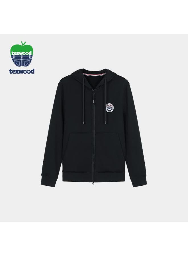 Texwood Apple Men's Hoodie Autumn New Long Sleeve Zip-up Cotton Jacket Navy Blue M - Image 1