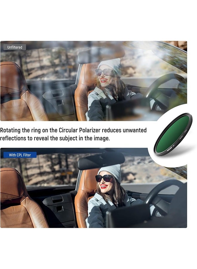 نيوير 77mm Polarizing Filter 30 Layer Multi Resistant Nano Coatings Circular Polarising Filter(CPL) Reduce Glare/Enhance Contrast/Ultra Slim/Reduces Reflection/HD Optical Glass Polarizer Filter - Image 5