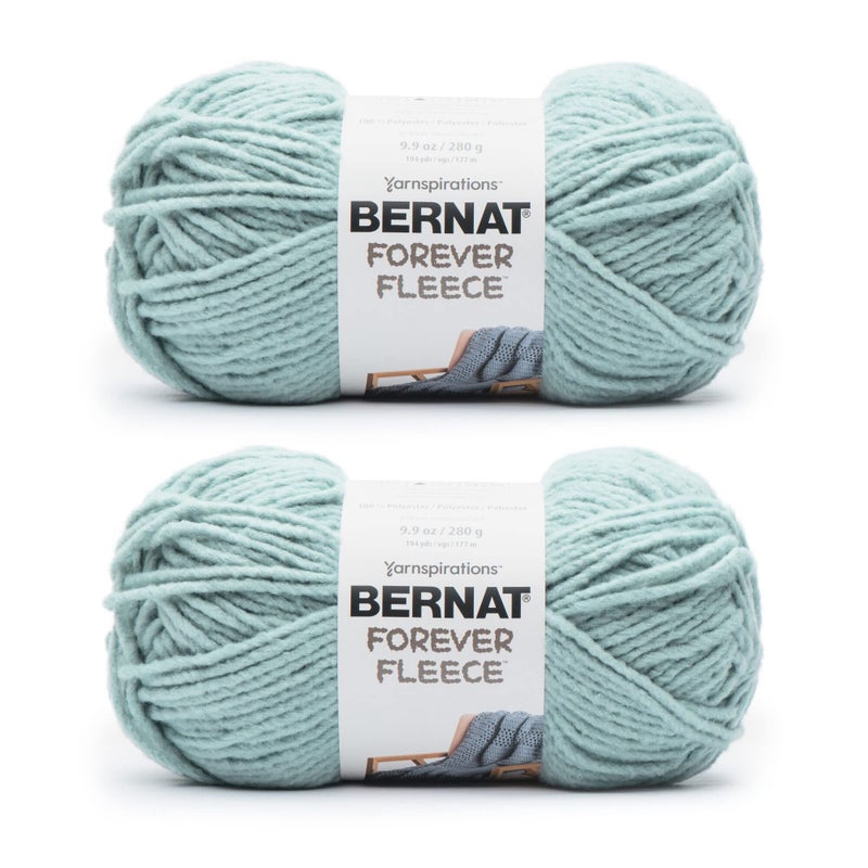 Bernat Forever Fleece Dark Eucalyptus Yarn - 2 Pack of 280g/9.9oz - Polyester - 6 Super Bulky - 194 Yards - Knitting/Crochet - Image 1