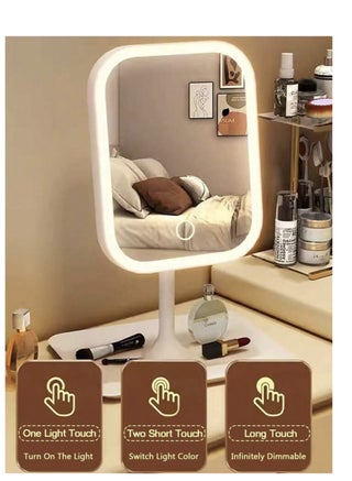 LED Makeup Mirror, Cosmetic Mirror with Light, 3 Lighting Modes, Touch Control, Portable and Foldable Stand, Lighted Makeup Mirror for Travel, Beauty and Vanity Mirror with Light, 14500/320mAh Rechargeable Battery, Portable LED Makeup Mirror - view 3