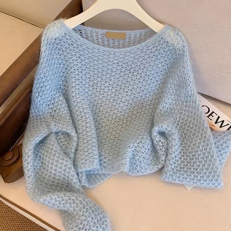 Women's Sleeveless Knit Sweater with Round Neck and Lace Design - Image 2