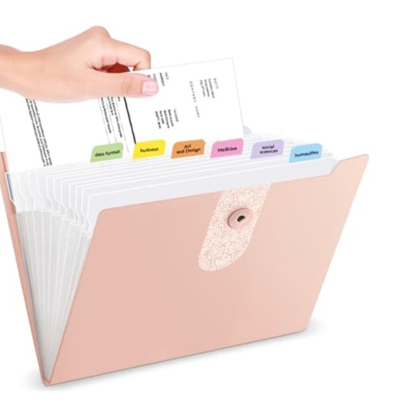 Accordion Expanding File Folder, Portable Document Paper Bill Receipt Organizer with Labels, Home College School Office Supplies - Image 1