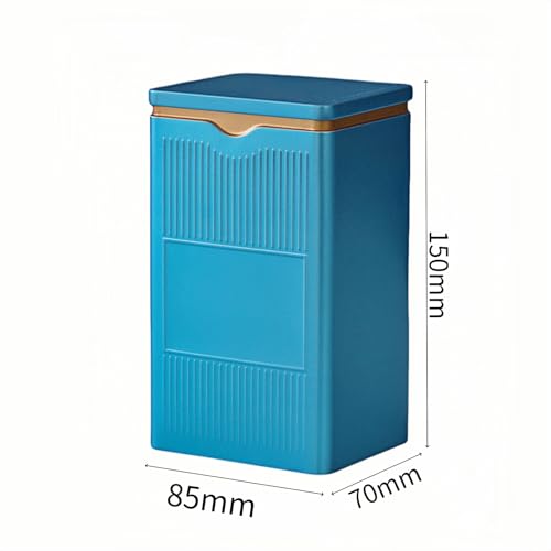 HAN SHENG Square Airtight Tea Tins - Blue, Food Storage Containers for Loose Tea, Coffee, Spices (5.9"x3.4"x2.8") - Image 2