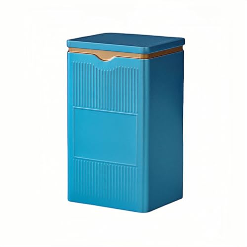 HAN SHENG Square Airtight Tea Tins - Blue, Food Storage Containers for Loose Tea, Coffee, Spices (5.9"x3.4"x2.8") - Image 1