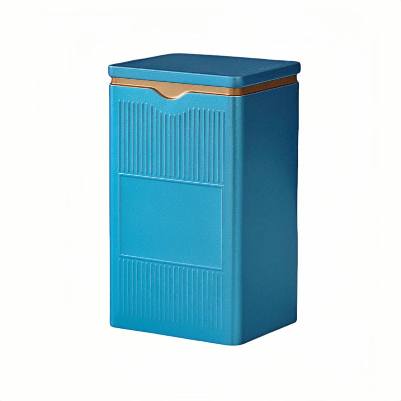 HAN SHENG Square Airtight Tea Tins - Blue, Food Storage Containers for Loose Tea, Coffee, Spices (5.9"x3.4"x2.8") - Image 4
