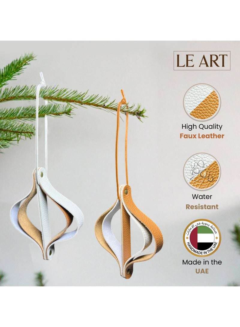 LEART Leather Christmas Ornaments Set – Elegant and Durable Leather Decorations for Christmas Tree (Set of 4) - Image 2