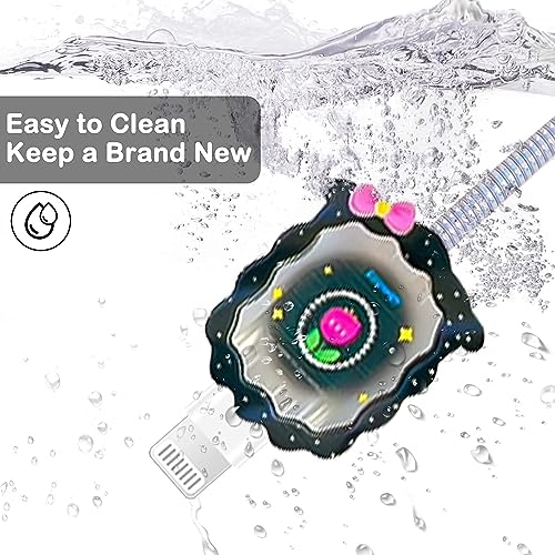 VNJ ACCESSORIES Protective Charger Case for iPhone 18W 20W iPhone 16 15 14 13 12 11 Pro Max Charging Cable Charger Protective Cover Data Cable Protective Sleeve-Black Tulip - Image 3