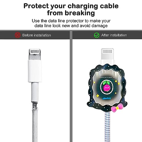 VNJ ACCESSORIES Protective Charger Case for iPhone 18W 20W iPhone 16 15 14 13 12 11 Pro Max Charging Cable Charger Protective Cover Data Cable Protective Sleeve-Black Tulip - Image 4